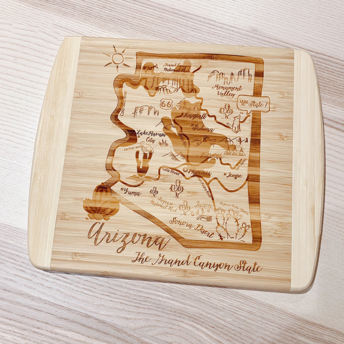 Lake Tahoe Map Large Bamboo Cutting Board 