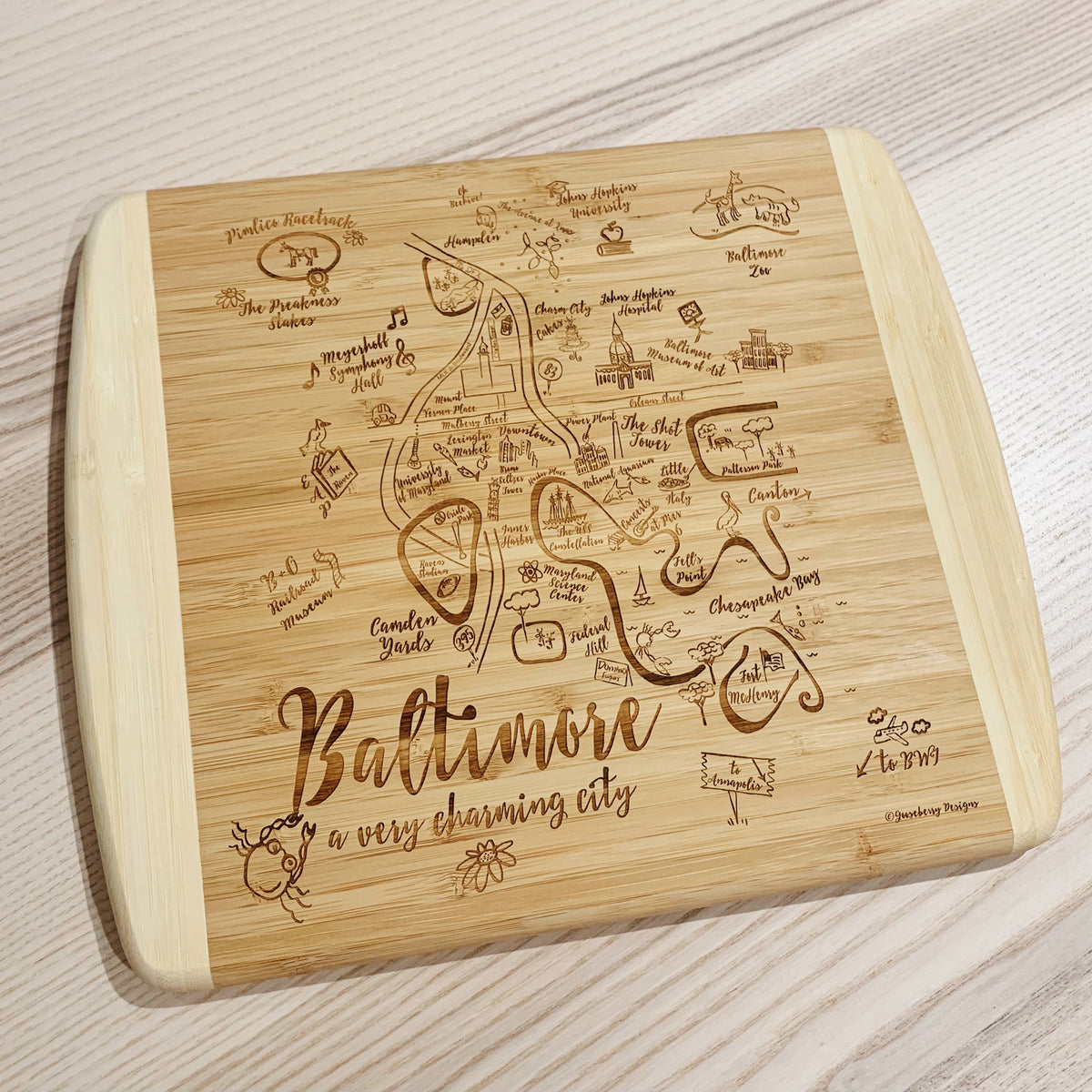 Santa Cruz Map Large Bamboo Cutting Board – Gooseberry Designs