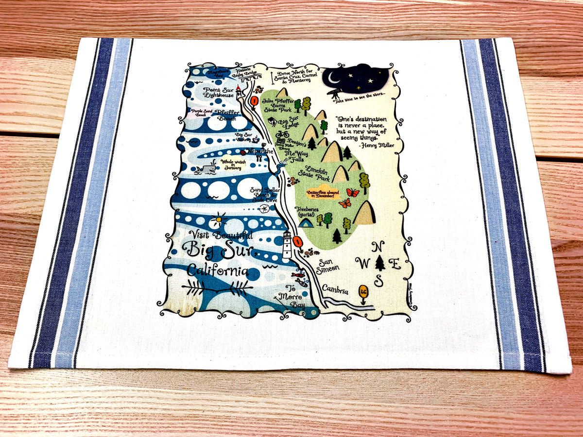 Big Sur Map Large Bamboo Cutting Board Gooseberry Designs