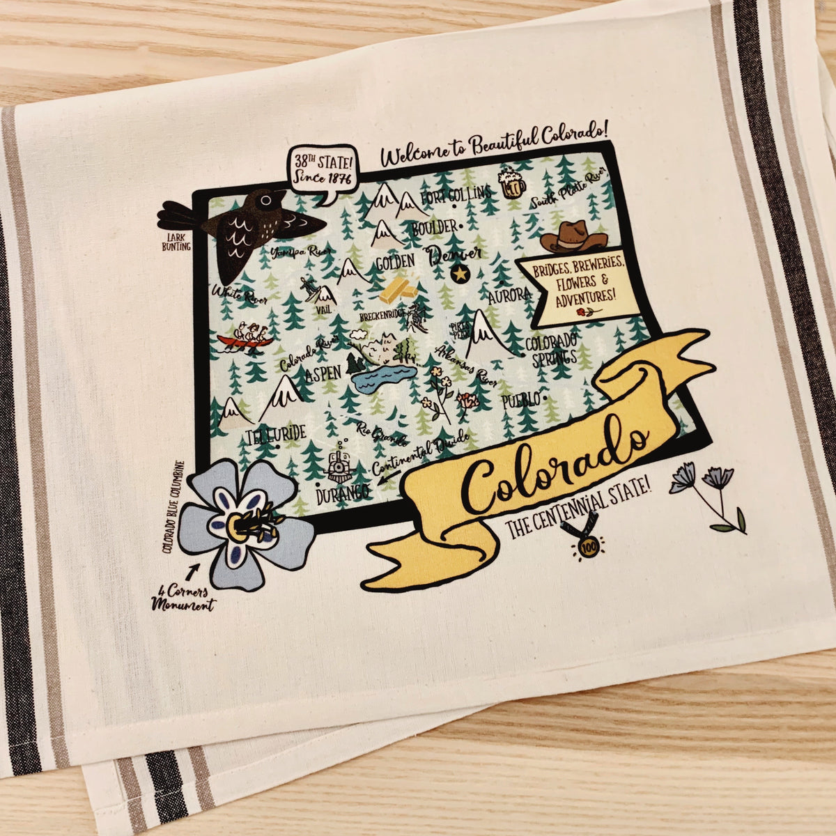 Colorado State Map Large Bamboo Cutting Board Gooseberry Designs