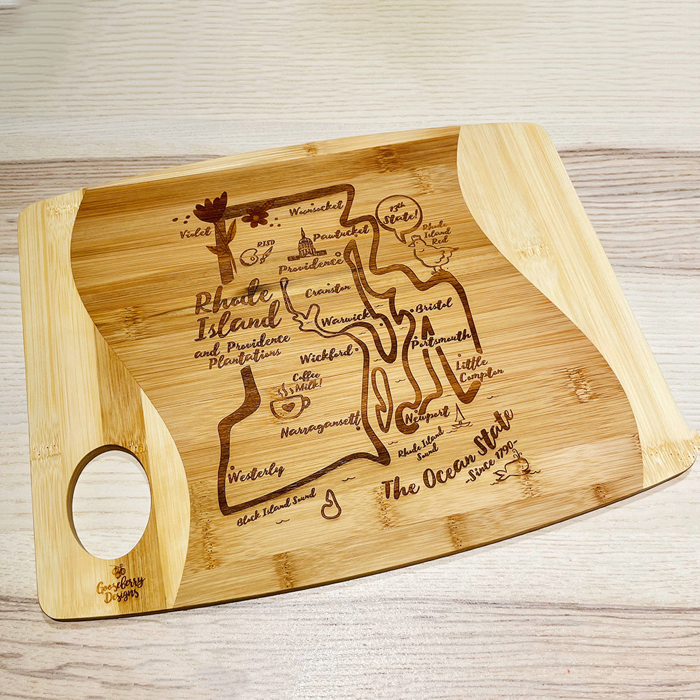 Swoosh Bamboo Cutting Board Rhode Island Gooseberry Designs