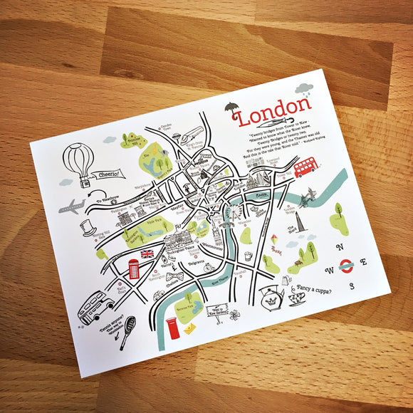 London City Map Full Color Note Card