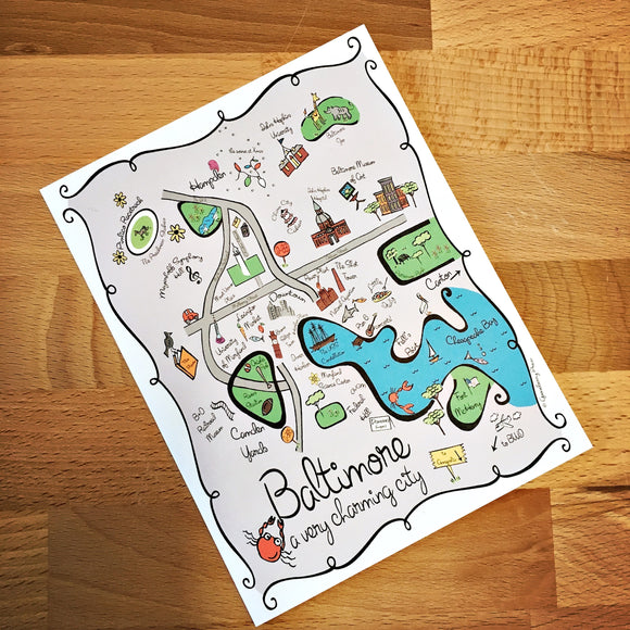 Baltimore City Map Full Color Note Card