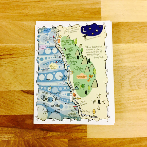 Big Sur Map Full Color Note Card