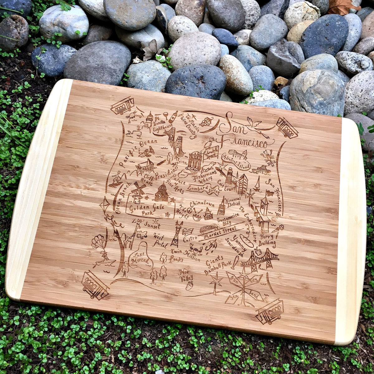 Boston Map Large Bamboo Cutting Board – Gooseberry Designs