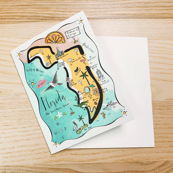 Florida State Map Full Color Note Card