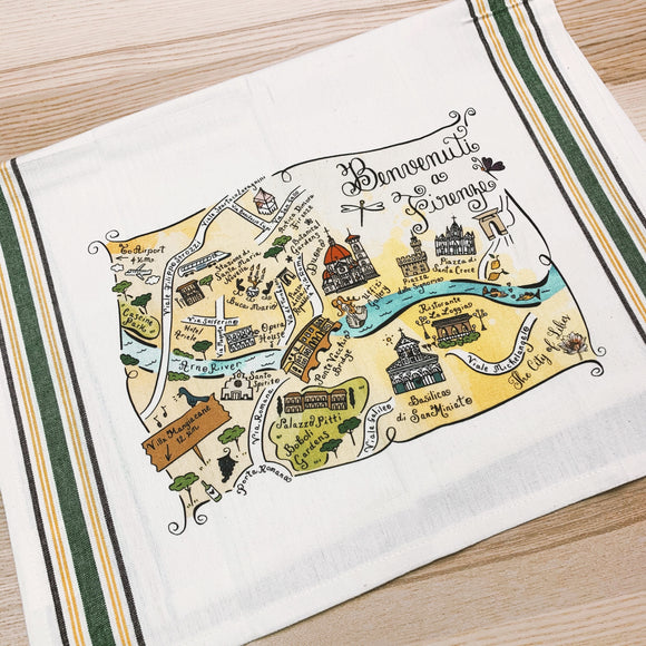 Florence Map Kitchen/Tea Towel
