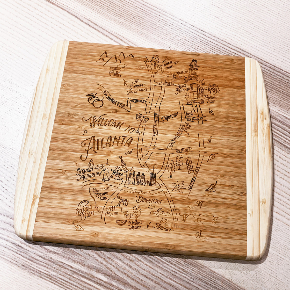 Atlanta Map Small Bamboo Cheese Board Gooseberry Designs