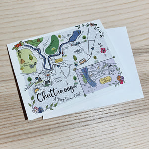 Chattanooga, TN Map Full Color Note Card