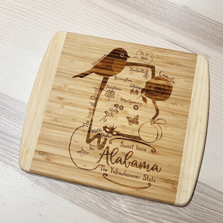 Alabama State Map Small Bamboo Cheese Board