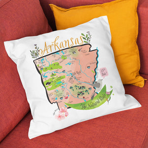 Arkansas State Map Square Pillow Cover