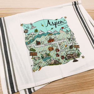 Aspen, Colorado Map Kitchen/Tea Towel