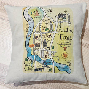 Austin, Texas Map Square Pillow Cover