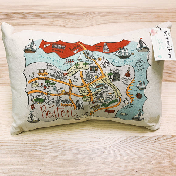 Boston Map Rectangle Pillow Cover