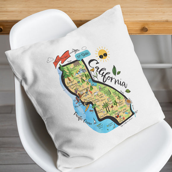 California Map Square Pillow Cover