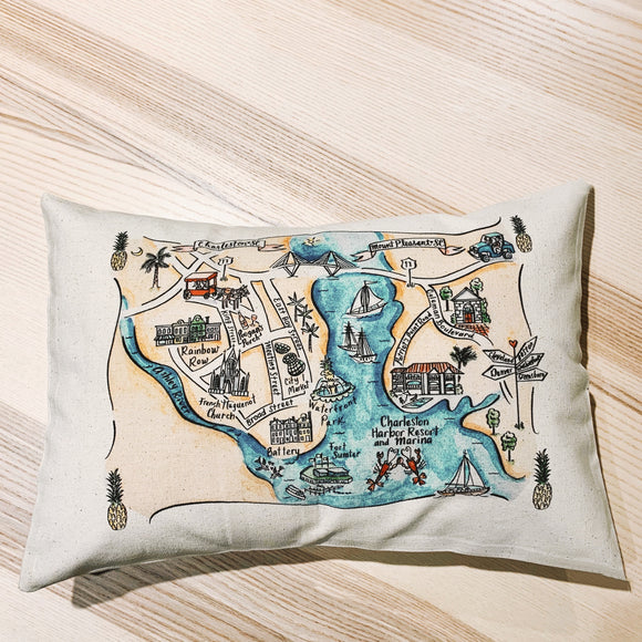 Charleston, SC Map Rectangle Pillow Cover