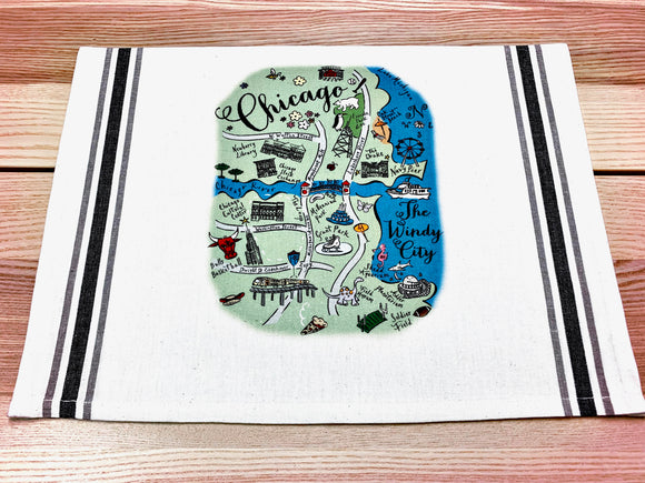 Chicago Summer Map Square Pillow Cover