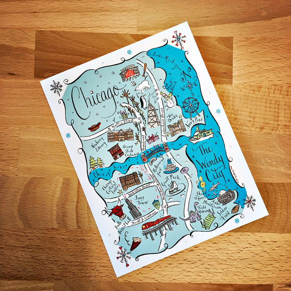 Chicago Winter Map Boxed Card Set