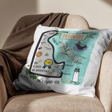 Delaware State Map Square Pillow Cover