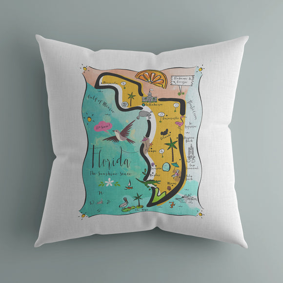 Florida State Map Square Pillow Cover