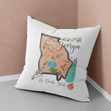 Georgia State Map Square Pillow Cover