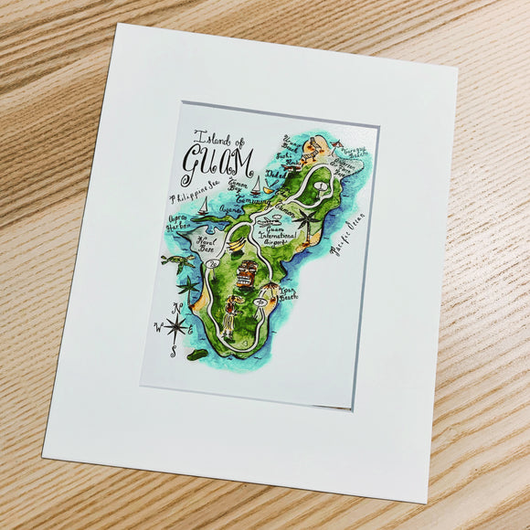 Island of Guam Map Art Print