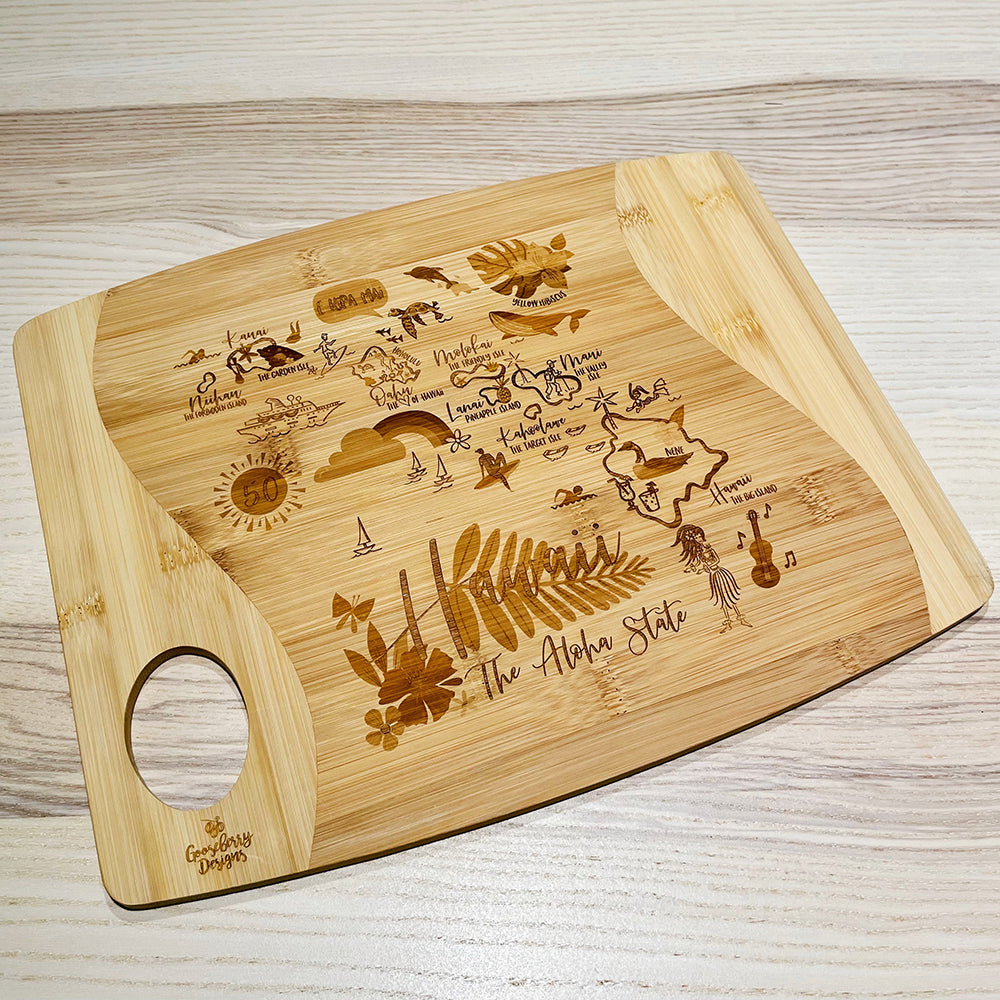Swoosh Bamboo Cutting Board Hawaii Gooseberry Designs