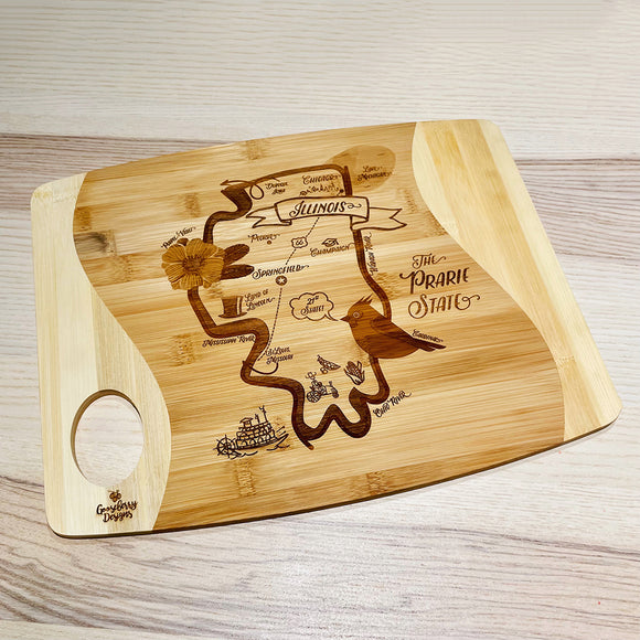 Swoosh Bamboo Cutting Board - Illinois