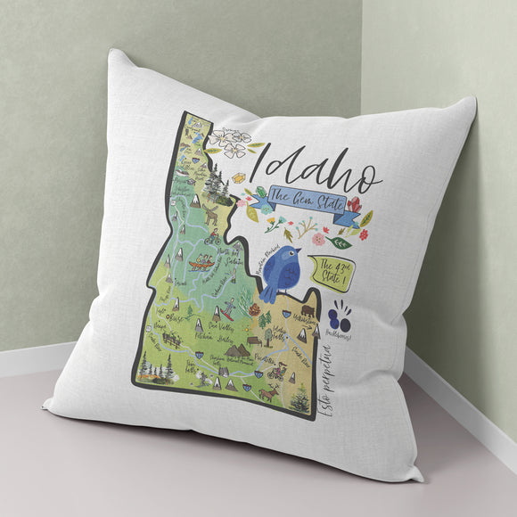 Idaho State Map Square Pillow Cover