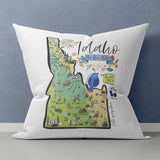 Idaho State Map Square Pillow Cover