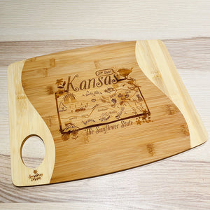 Swoosh Bamboo Cutting Board - Kansas
