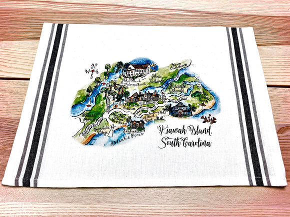 Kiawah Island, SC Map Art Print