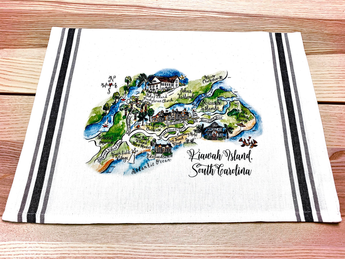 Kiawah Island, SC Map Large Bamboo Cutting Board Gooseberry Designs