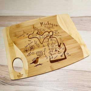 Swoosh Bamboo Cutting Board - Michigan