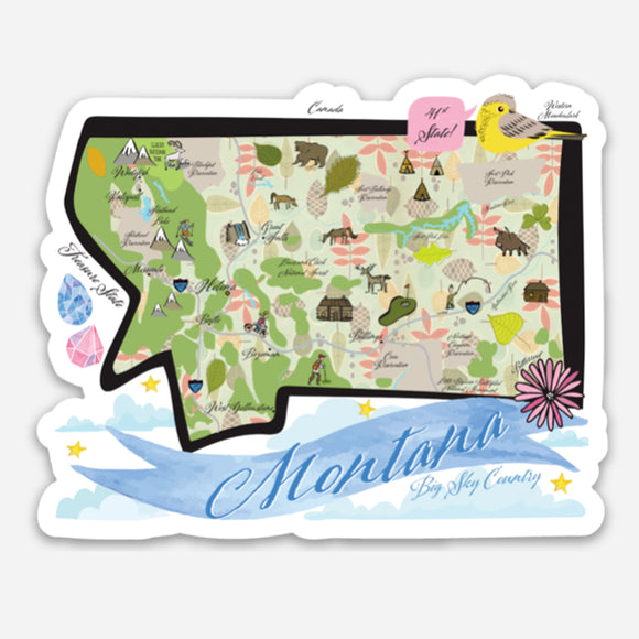 Mon State Sticker Montana State Vinyl Sticker – Gooseberry Designs