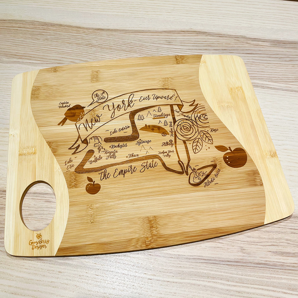 Swoosh Bamboo Cutting Board New York Gooseberry Designs