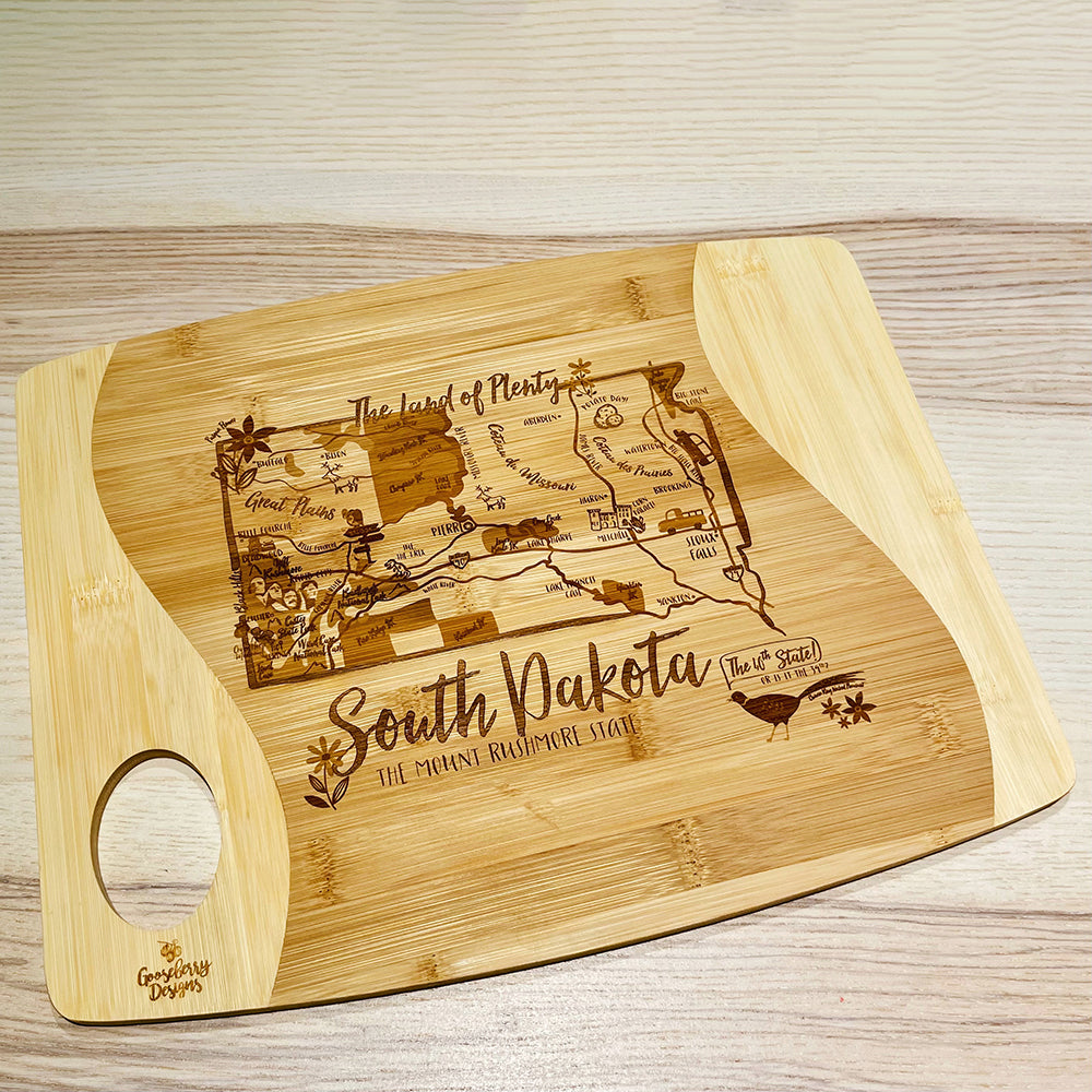 Swoosh Bamboo Cutting Board South Dakota Gooseberry Designs