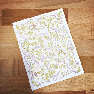 Napa Valley and Sonoma Map Letterpress Postcard/Save the Date Cards