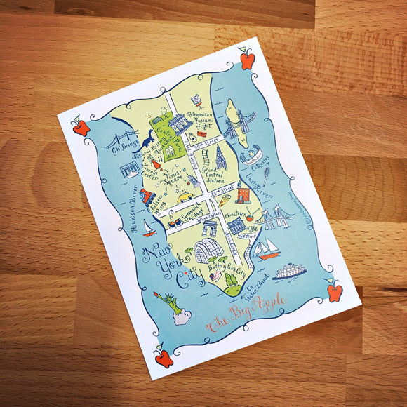 Manhattan Map Full Color Note Card