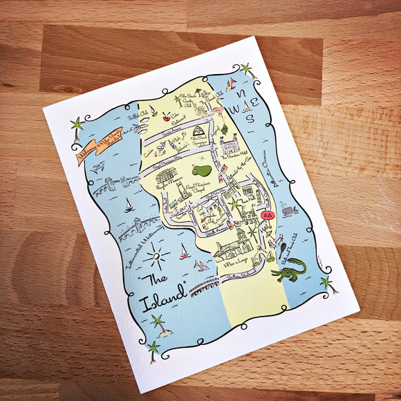 Palm Beach City Map Full Color Note Card