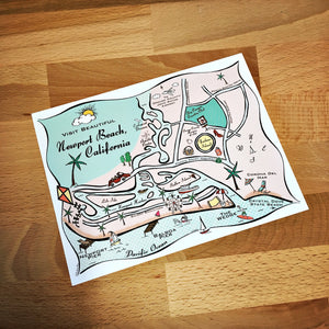 Newport Beach Map Full Color Note Card