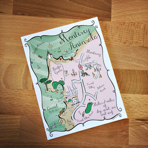 Monterey Peninsula Map Full Color Note Card