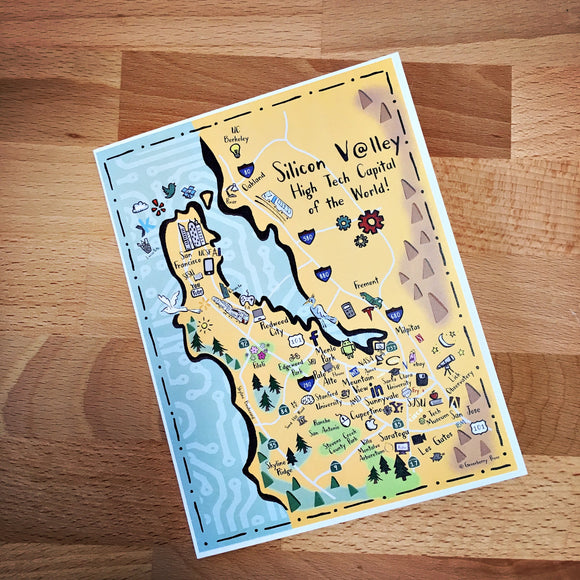 Silicon Valley Map Full Color Note Card