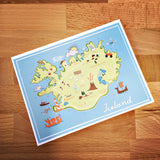 Iceland Map Full Color Note Card