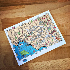 Los Angeles Metropolitan Area Map Full Color Note Card