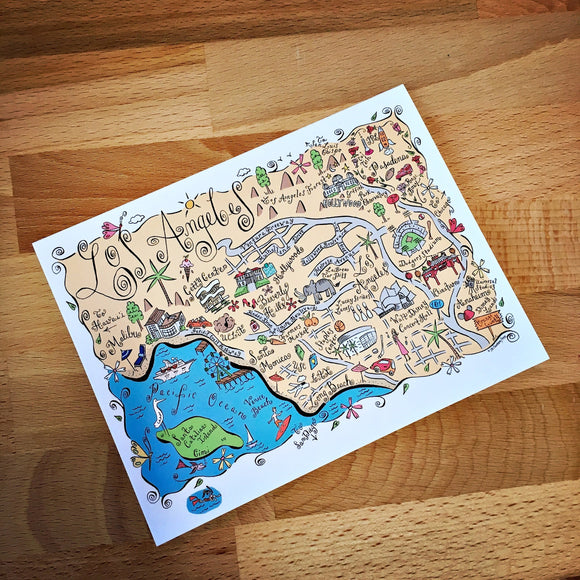 Los Angeles Metropolitan Area Map Full Color Note Card