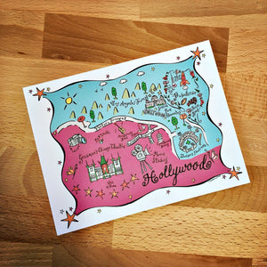 Hollywood Map Full Color Note Card