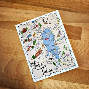 Lake Tahoe City Map Full Color Note Card