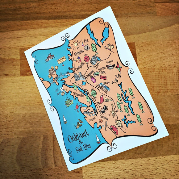 Oakland Map Full Color Note Card