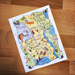 Napa Valley Map Full Color Note Card